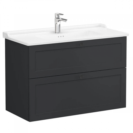 Unitate de baza lavoar baie, cu doua sertare 100cm, mat graphite, cu classical lavoar / chiuveta baie | 68894 [0]