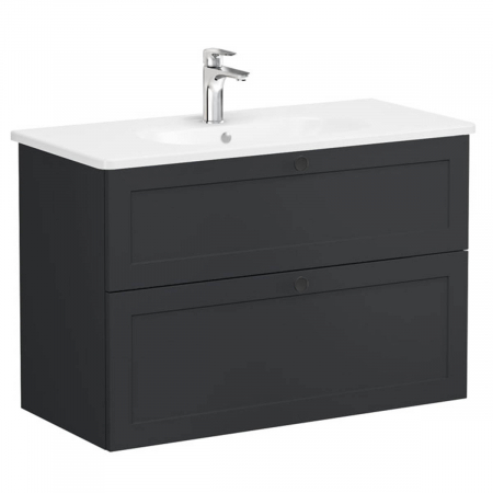 Unitate de baza lavoar baie, cu doua sertare 100cm, mat graphite, cu rounded lavoar / chiuveta baie | 68887 [0]