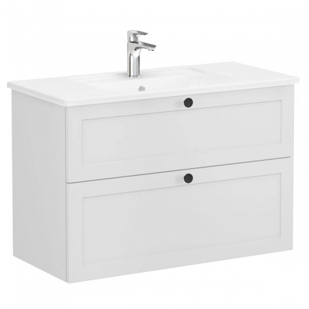 Unitate de baza lavoar baie, cu doua sertare 100cm, mat gri deschis, cu angular lavoar / chiuveta baie | 68877 [0]