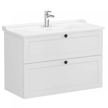 Unitate de baza lavoar baie, cu doua sertare 100cm, mat gri deschis, cu classical lavoar / chiuveta baie | 68891 [0]