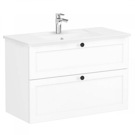 Unitate de baza lavoar baie, cu doua sertare 100cm, alb mat, cu angular lavoar / chiuveta baie | 68876 [0]