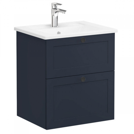 Unitate de baza lavoar baie, cu doua sertare 60cm mat dark albastru, cu angular lavoar / chiuveta baie | 68839 [0]