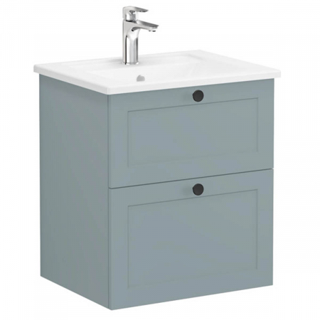 Unitate de baza lavoar baie, cu doua sertare 60cm mat fijord green, cu angular lavoar / chiuveta baie | 68837 [0]