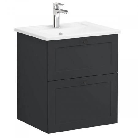 Unitate de baza lavoar baie, cu doua sertare 60cm mat graphite, cu angular lavoar / chiuveta baie | 68838 [0]