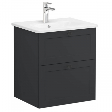 Unitate de baza lavoar baie, cu doua sertare 60cm mat graphite, cu rounded lavoar / chiuveta baie | 68845 [0]