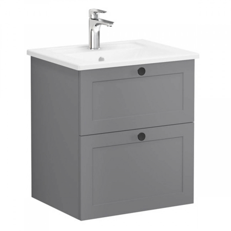 Unitate de baza lavoar baie, cu doua sertare 60cm mat grey, cu angular lavoar / chiuveta baie | 68836 [0]