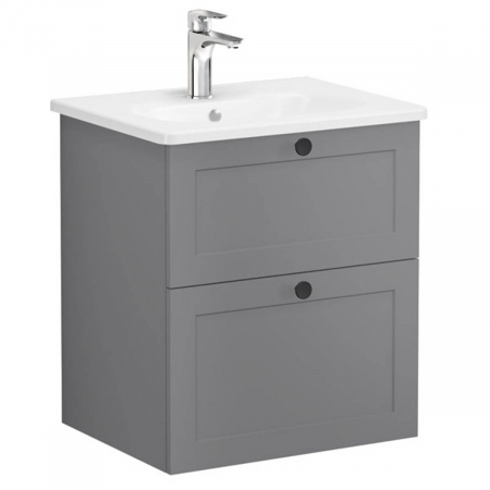 Unitate de baza lavoar baie, cu doua sertare 60cm mat grey, cu rounded lavoar / chiuveta baie | 68843 [0]