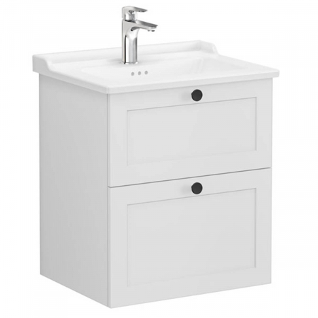 Unitate de baza lavoar baie, cu doua sertare 60cm mat gri deschis, cu classical lavoar / chiuveta baie | 68849 [0]