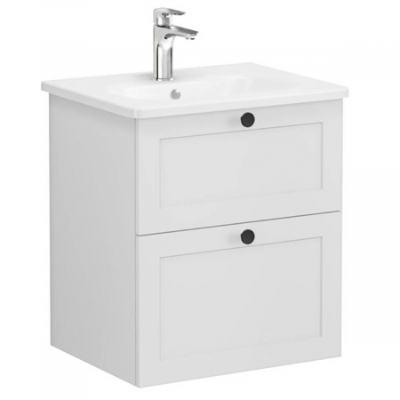 Unitate de baza lavoar baie, cu doua sertare 60cm mat gri deschis, cu rounded lavoar / chiuveta baie | 68842 [0]