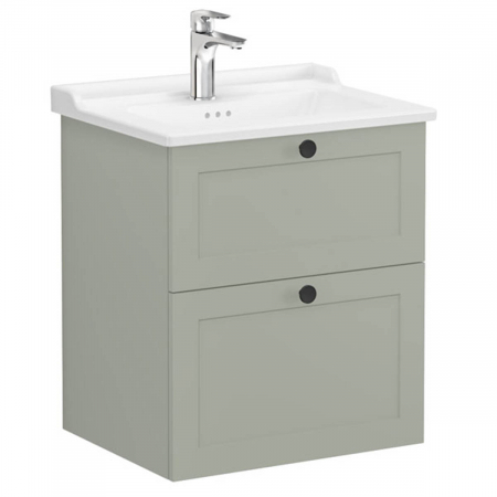 Unitate de baza lavoar baie, cu doua sertare 60cm mat retro green, cu classical lavoar / chiuveta baie | 68854 [0]