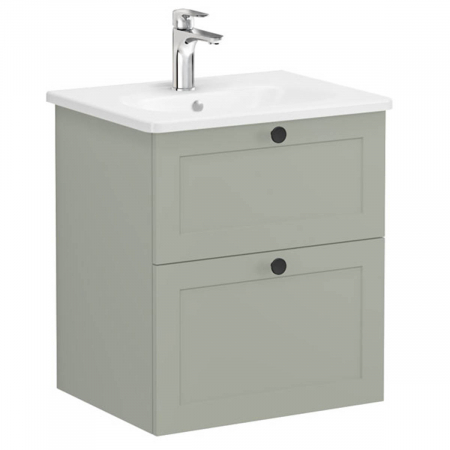 Unitate de baza lavoar baie, cu doua sertare 60cm mat retro green, cu rounded lavoar / chiuveta baie | 68847 [0]