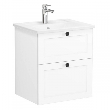 Unitate de baza lavoar baie, cu doua sertare 60cm alb mat, cu angular lavoar / chiuveta baie | 68834 [0]