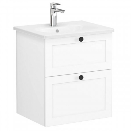 Unitate de baza lavoar baie, cu doua sertare 60cm alb mat, cu rounded lavoar / chiuveta baie | 68841 [0]