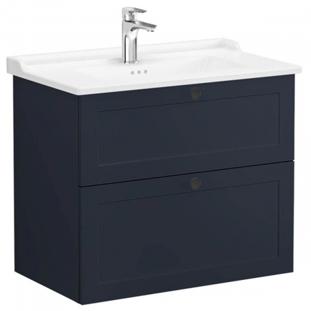 Unitate de baza lavoar baie, cu doua sertare 80cm, mat dark albastru, cu classical lavoar / chiuveta baie | 68874 [0]