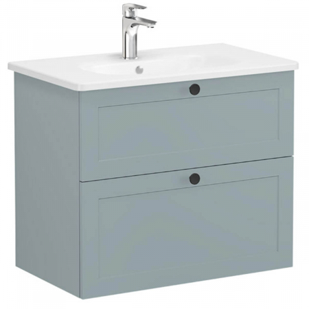 Unitate de baza lavoar baie, cu doua sertare 80cm, mat fijord green, cu rounded lavoar / chiuveta baie | 68865 [0]