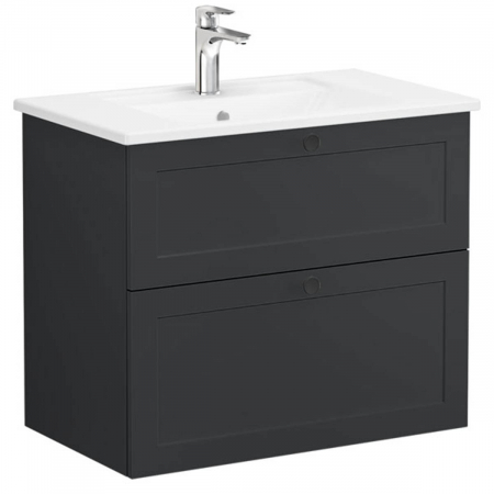 Unitate de baza lavoar baie, cu doua sertare 80cm, mat graphite, cu angular lavoar / chiuveta baie | 68859 [0]