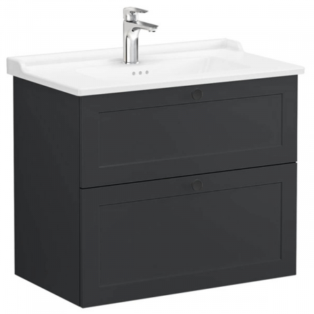 Unitate de baza lavoar baie, cu doua sertare 80cm, mat graphite, cu classical lavoar / chiuveta baie | 68873 [0]