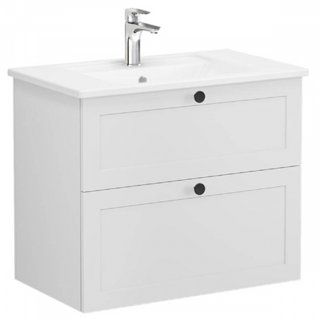 Unitate de baza lavoar baie, cu doua sertare 80cm, mat gri deschis, cu angular lavoar / chiuveta baie | 68856 [0]