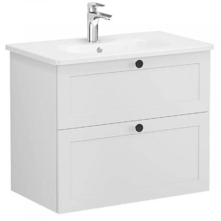 Unitate de baza lavoar baie, cu doua sertare 80cm, mat gri deschis, cu rounded lavoar / chiuveta baie | 68863 [0]