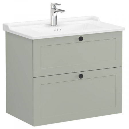 Unitate de baza lavoar baie, cu doua sertare 80cm, mat retro green, cu classical lavoar / chiuveta baie | 68875 [0]