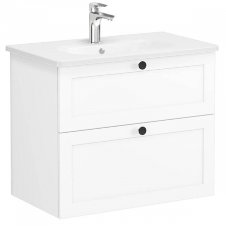 Unitate de baza lavoar baie, cu doua sertare 80cm, alb mat, cu rounded lavoar / chiuveta baie | 68862 [0]