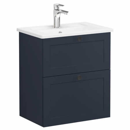 Unitate de baza lavoar baie, cu doua sertare, compact 60cm mat dark albastru, cu angular lavoar / chiuveta baie | 68664 [0]