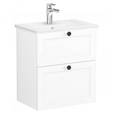 Unitate de baza lavoar baie, cu doua sertare, compact 60cm alb mat, cu angular lavoar / chiuveta baie | 68659 [0]