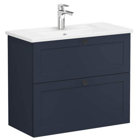 Unitate de baza lavoar baie, cu doua sertare, compact 80cm, mat dark albastru, cu angular lavoar / chiuveta baie | 68678 [0]