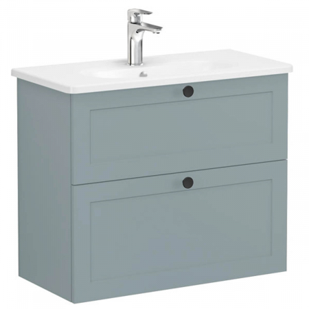 Unitati lavoar - Unitate de baza lavoar baie, cu doua sertare, compact 80cm, mat fijord green, cu rounded lavoar / chiuveta baie | 68683