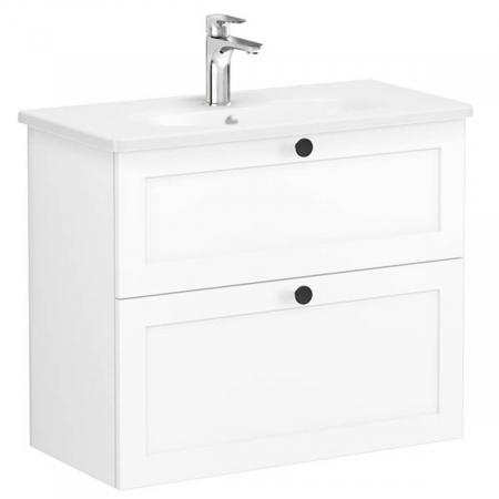 Unitate de baza lavoar baie, cu doua sertare, compact 80cm, alb mat, cu rounded lavoar / chiuveta baie | 68680 [0]