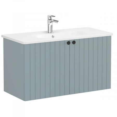 Unitate de baza lavoar baie, cu usi 100cm, mat fijord green, cu rounded lavoar / chiuveta baie | 69313 [0]