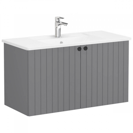 Unitate de baza lavoar baie, cu usi 100cm, mat grey, cu angular lavoar / chiuveta baie | 69305 [0]