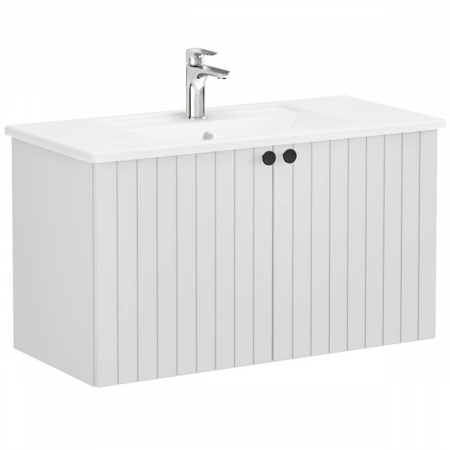 Unitate de baza lavoar baie, cu usi 100cm, mat gri deschis, cu angular lavoar / chiuveta baie | 69304 [0]