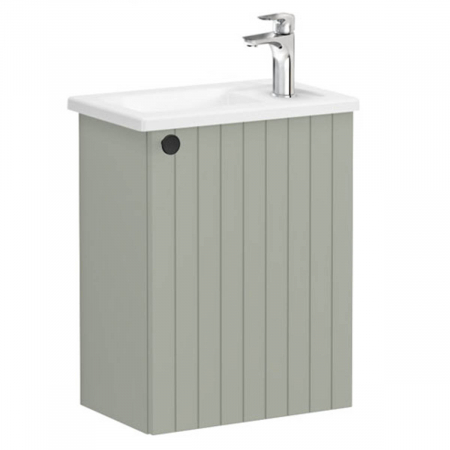Mobilier de baie - Unitate de baza lavoar baie, cu usi, 45cm, compact, cu dreapta orificiu pentru baterie, mat retro green, cu angular lavoar / chiuveta baie dreapta | 69190