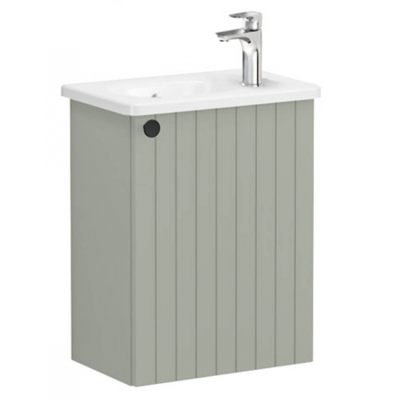 Unitate de baza lavoar baie, cu usi, 45cm, compact, cu dreapta orificiu pentru baterie, mat retro green, cu rounded lavoar / chiuveta baie dreapta | 69204 [0]