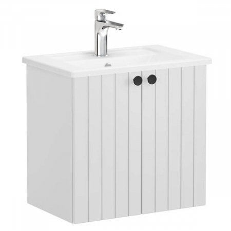 Unitate de baza lavoar baie, cu usi 60cm compact, mat gri deschis, cu angular lavoar / chiuveta baie | 69206 [0]