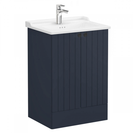 Mobilier de baie - Unitate de baza lavoar baie, cu usi 60cm pe pardoseala, mat dark albastru, cu classical lavoar / chiuveta baie | 69343