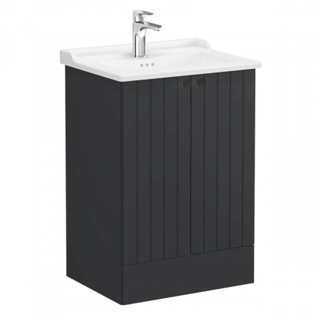 Mobilier de baie - Unitate de baza lavoar baie, cu usi 60cm pe pardoseala, mat graphite, cu classical lavoar / chiuveta baie | 69342