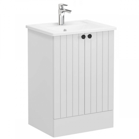 Unitate de baza lavoar baie, cu usi 60cm pe pardoseala, mat gri deschis, cu angular lavoar / chiuveta baie | 69325 [0]