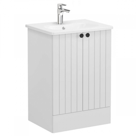 Unitate de baza lavoar baie, cu usi 60cm pe pardoseala, mat gri deschis, cu rounded lavoar / chiuveta baie | 69332 [0]