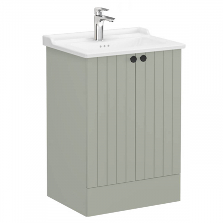 Mobilier de baie - Unitate de baza lavoar baie, cu usi 60cm pe pardoseala, mat retro green, cu classical lavoar / chiuveta baie | 69344