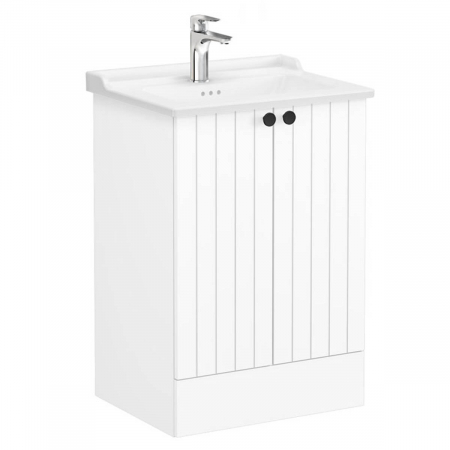 Mobilier de baie - Unitate de baza lavoar baie, cu usi 60cm pe pardoseala, alb mat, cu classical lavoar / chiuveta baie | 69338