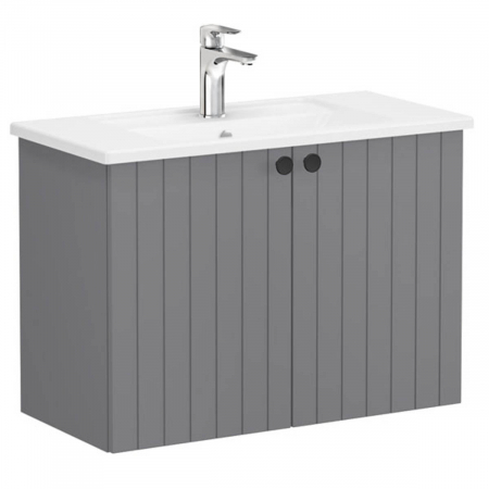 Unitate de baza lavoar baie, cu usi 80cm, compact, mat grey, cu angular lavoar / chiuveta baie | 69221 [0]
