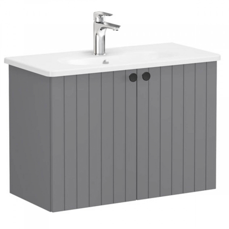 Unitate de baza lavoar baie, cu usi 80cm, compact, mat grey, cu rounded lavoar / chiuveta baie | 69228 [0]