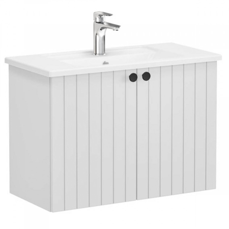 Unitate de baza lavoar baie, cu usi 80cm, compact, mat gri deschis, cu angular lavoar / chiuveta baie | 69220 [0]