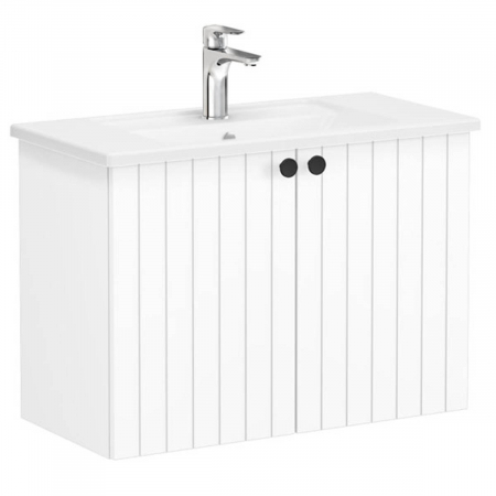 Unitate de baza lavoar baie, cu usi 80cm, compact, alb mat, cu angular lavoar / chiuveta baie | 69219 [0]