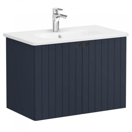 Unitate de baza lavoar baie, cu usi 80cm, mat dark albastru, cu rounded lavoar / chiuveta baie | 69294 [0]