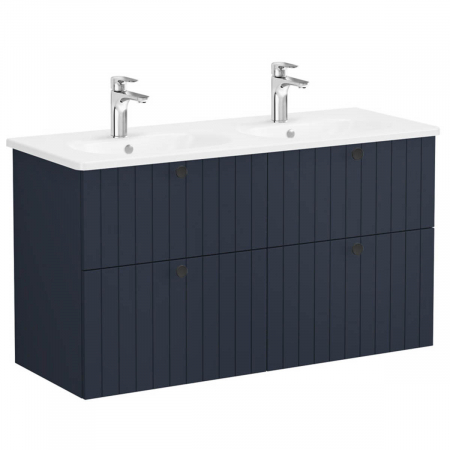 Mobilier de baie - Unitate de baza lavoar baie, cu patru sertare 120 cm, mat dark albastru, cu rounded lavoar / chiuveta baie | 69525