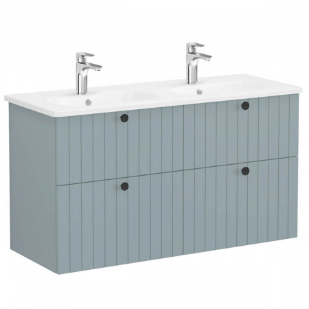 Mobilier de baie - Unitate de baza lavoar baie, cu patru sertare 120 cm, mat fijord green, cu rounded lavoar / chiuveta baie | 69523