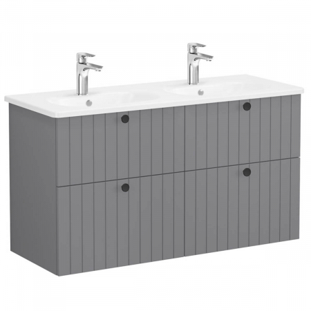 Mobilier de baie - Unitate de baza lavoar baie, cu patru sertare 120 cm, mat grey, cu rounded lavoar / chiuveta baie | 69522